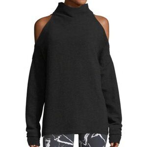 VARLEY Hampton Cold Shoulder Cotton Black Sweatshirt-sz Small